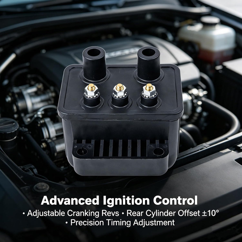 Ignition Coil Kit Compatible with Harley Davidson 1970-1999 Carbureted Models, D2Ki-5P 2000i Electronic Ignition Module with D2Ki-1P & DC6-5 Coil, Programmable
