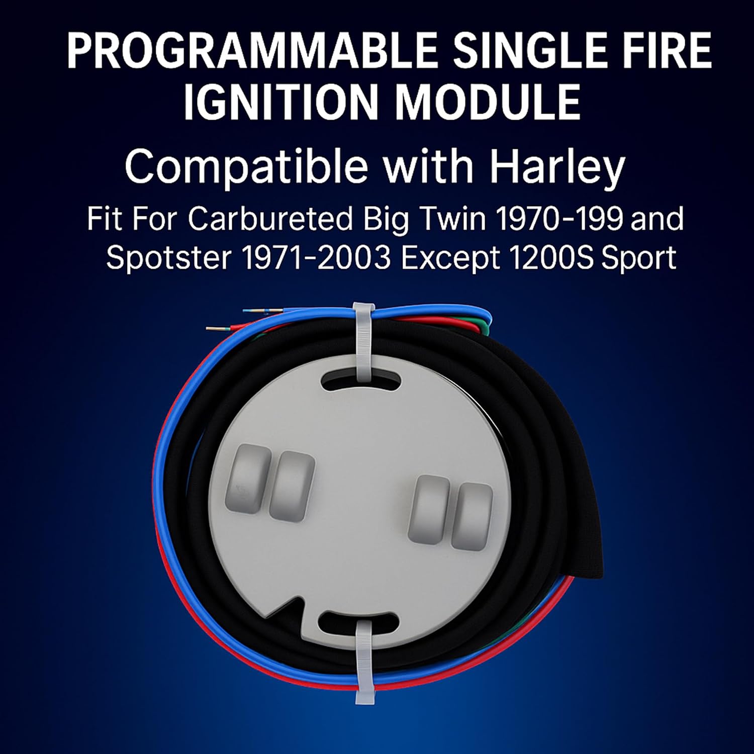 53-644 Programmable Ignition Module Compatible with Harley Big Twin 1970-1999 & Sportster 1971-2003 (Except 1200S), Fits Carb Engines