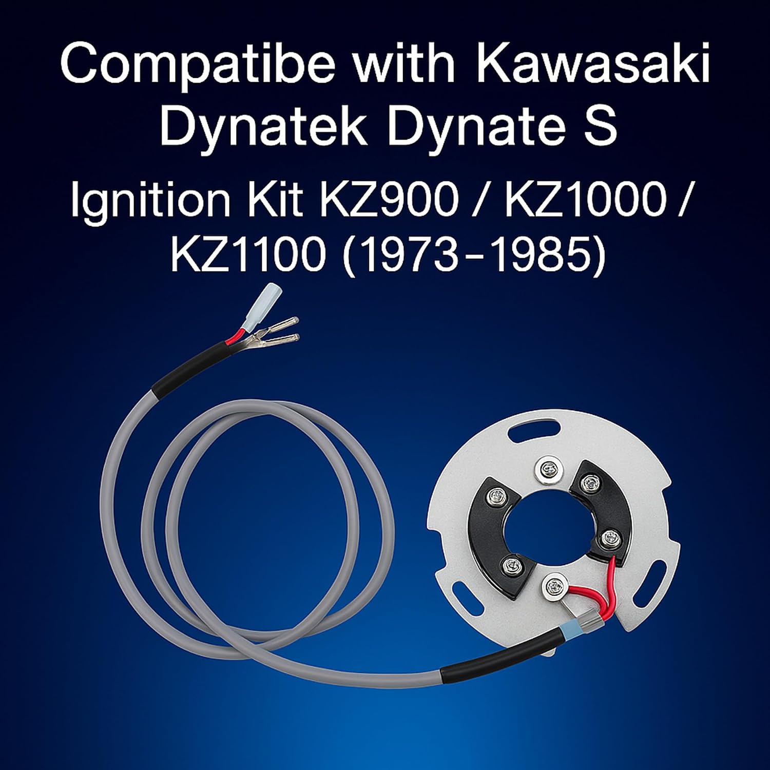 Electronic Ignition Coil & Spark Plug Wires Kit Compatible with Kawasaki KZ900 KZ1000 KZ1100 4-Cyl 1973-1985, Part DS2-1/DC1-1/DW-200