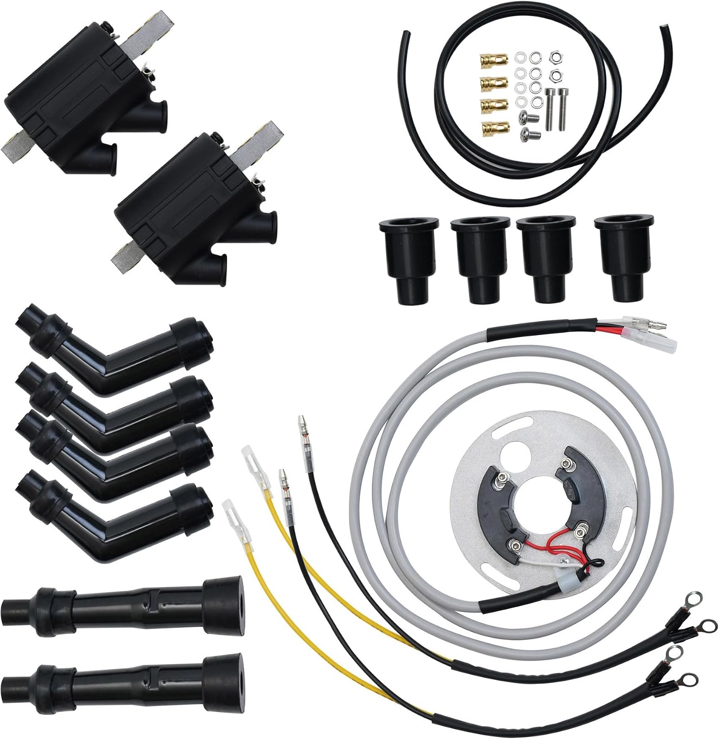 Electronic Ignition Kit Compatible with Honda Dyna S CB500 CB550 CB750 (1969-1978), Includes Ignition DS1-2, 5-Ohm Coil DC8-1 & DW-200 Plug Wires
