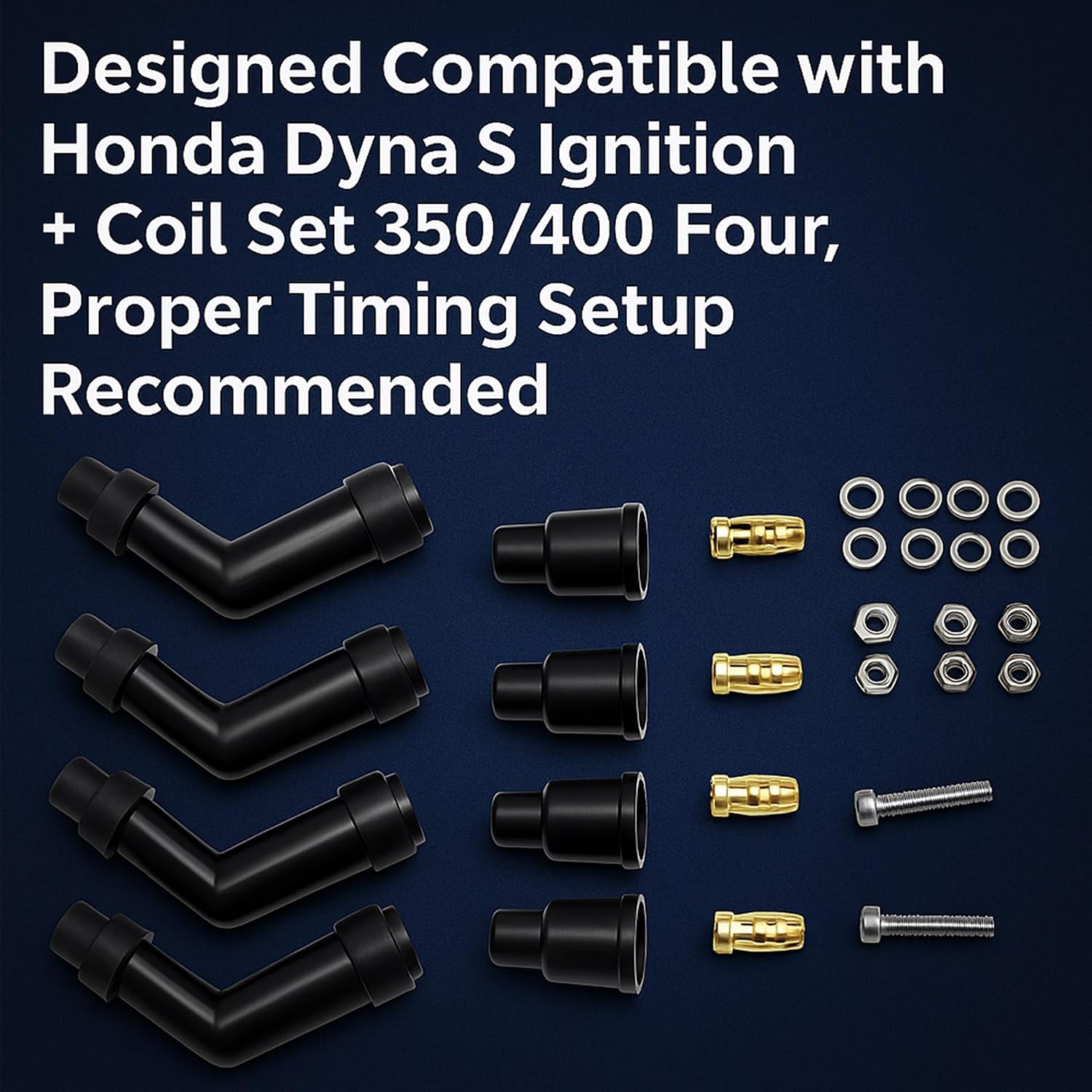 Electronic Ignition Kit Compatible with Honda Dyna S CB500 CB550 CB750 (1969-1978), Includes Ignition DS1-2, 5-Ohm Coil DC8-1 & DW-200 Plug Wires