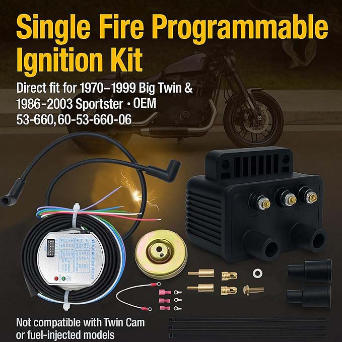 53-660 Fit Harley davidson Ignition Coil kit Single Fire module sportste 70-99
